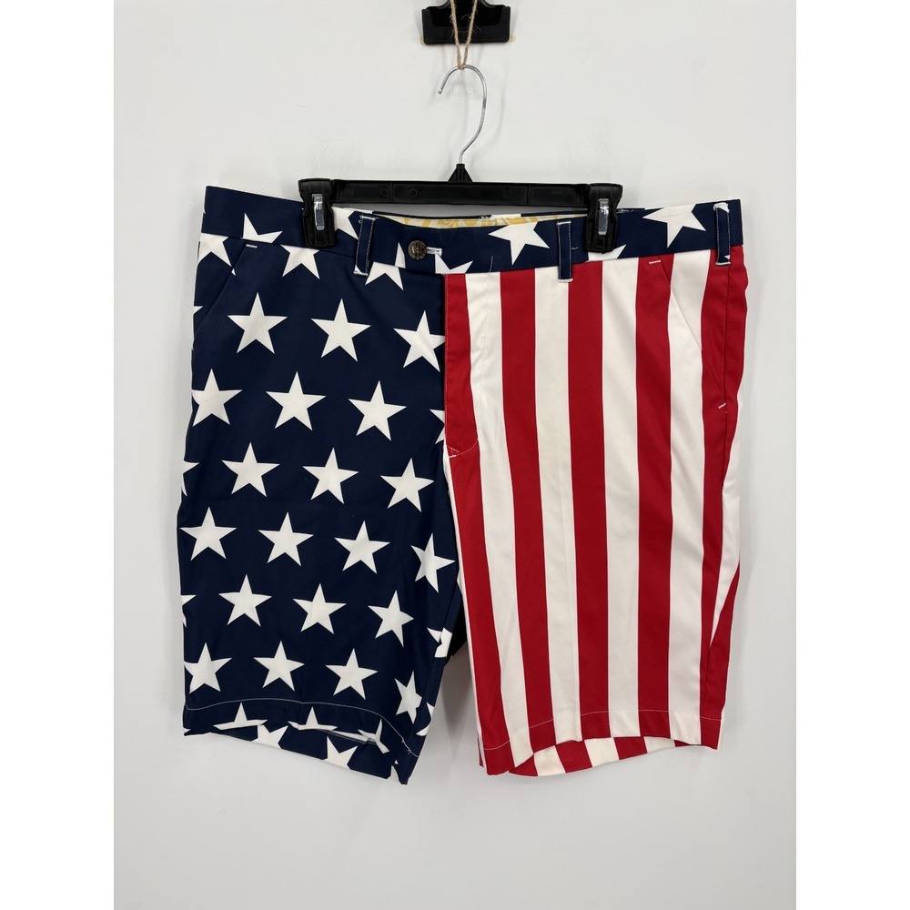 Loudmouth Men's Shorts Stars & Stripes American Flag Red White Blue, Sz 40, Golf